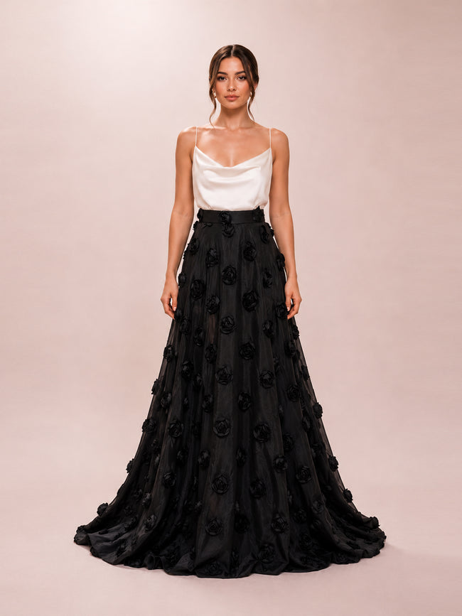 3D Rosette Maxi Skirt