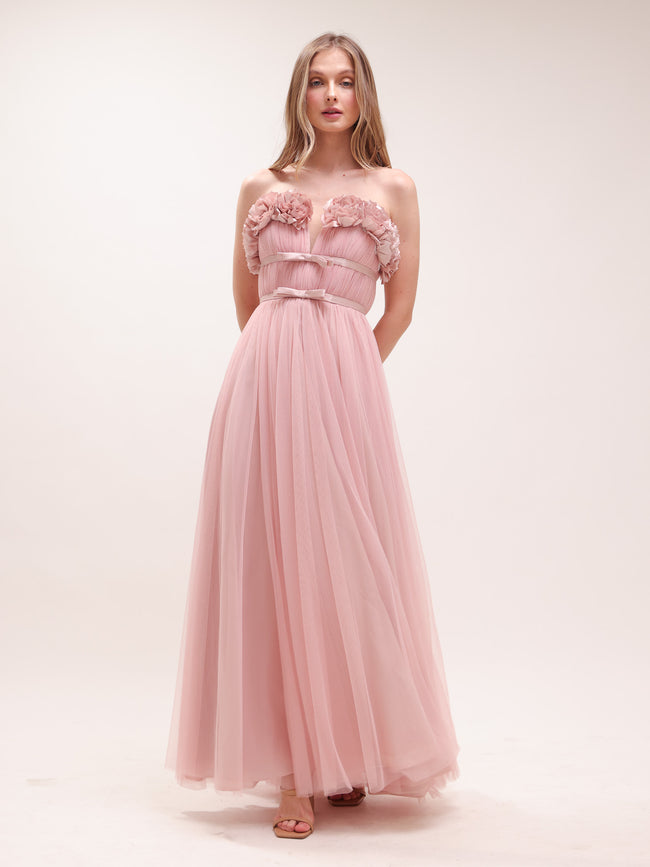 Blush Petal Bow Tulle Gown