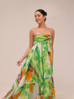 Tropical Print Silk Maxi Dress