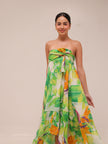 Tropical Print Silk Maxi Dress