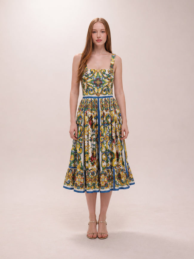 Majolica Print Cotton Dress