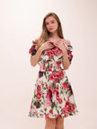 White Floral Off-Shoulder Ruffled Dress