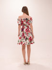 White Floral Off-Shoulder Ruffled Dress