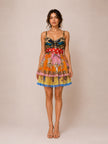 Scarf Prints and Silk Patchwork Mini Dress