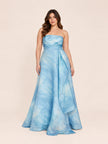 Abstract Floral Strapless Gown