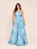 Abstract Floral Strapless Gown