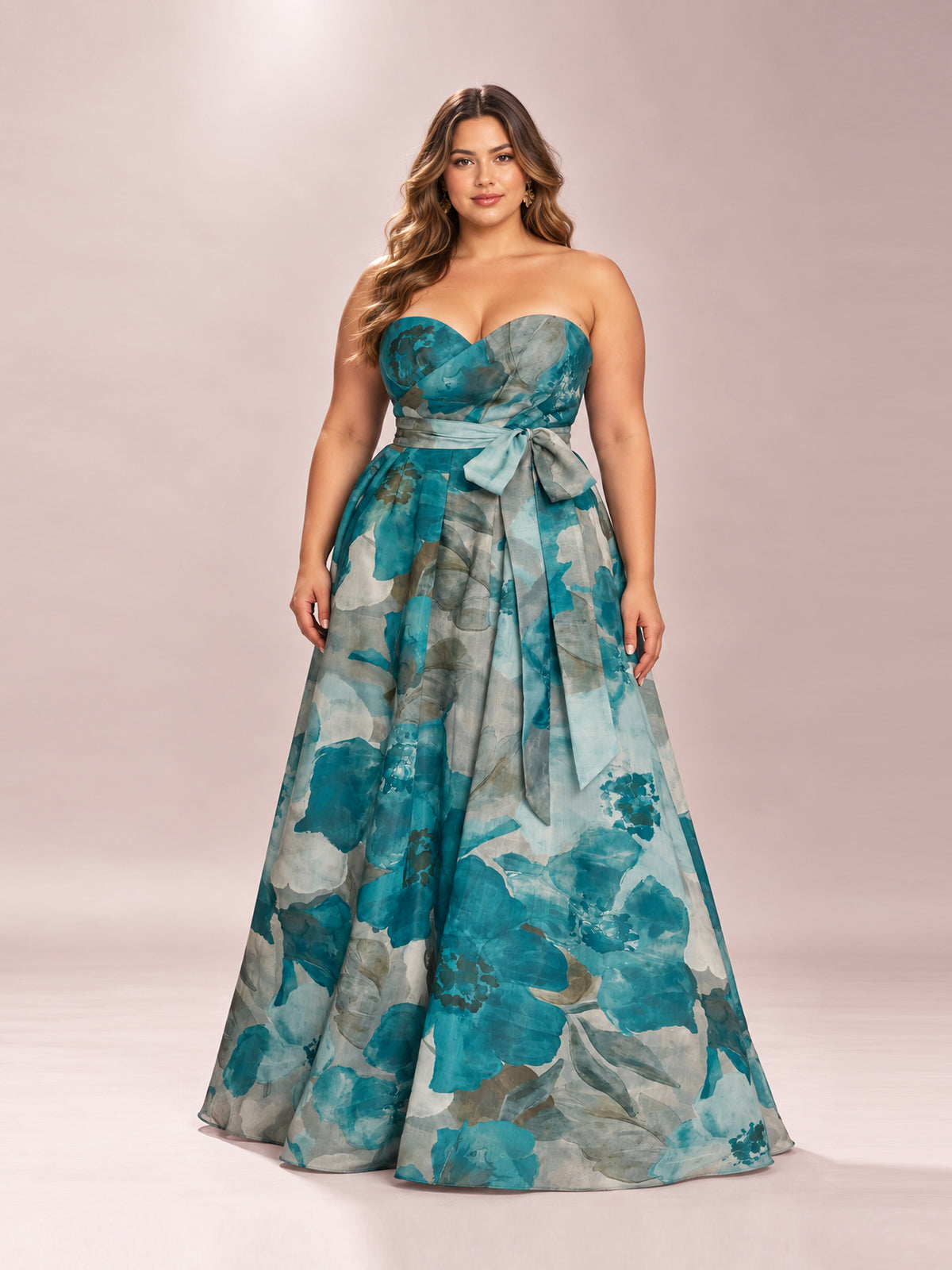 Floral Strapless Fit & Flare Gown