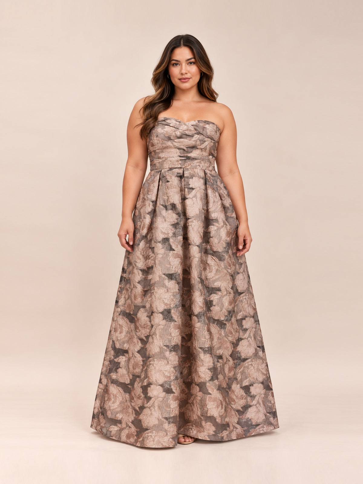 Metallic Floral Jacquard Gown