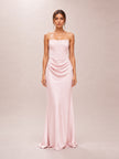 Isra Petite Drape Strapless Maxi in Barely Pink