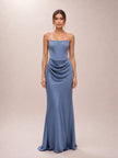 Isra Petite Drape Strapless Maxi in Dove Blue