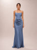 Isra Petite Drape Strapless Maxi in Dove Blue
