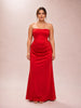 Isra Petite Drape Strapless Maxi in Red