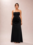 Isra Petite Drape Strapless Maxi in Black