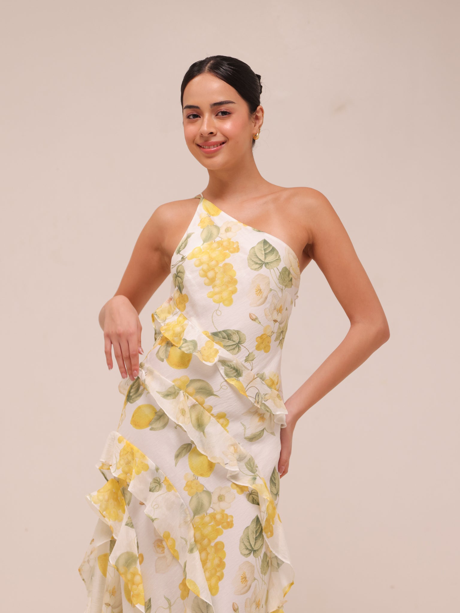 Belle One Shoulder Ruffle Gown