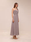 One-Shoulder Pleated Gown