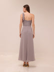 One-Shoulder Pleated Gown