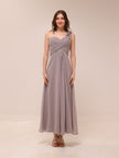 One-Shoulder Pleated Gown