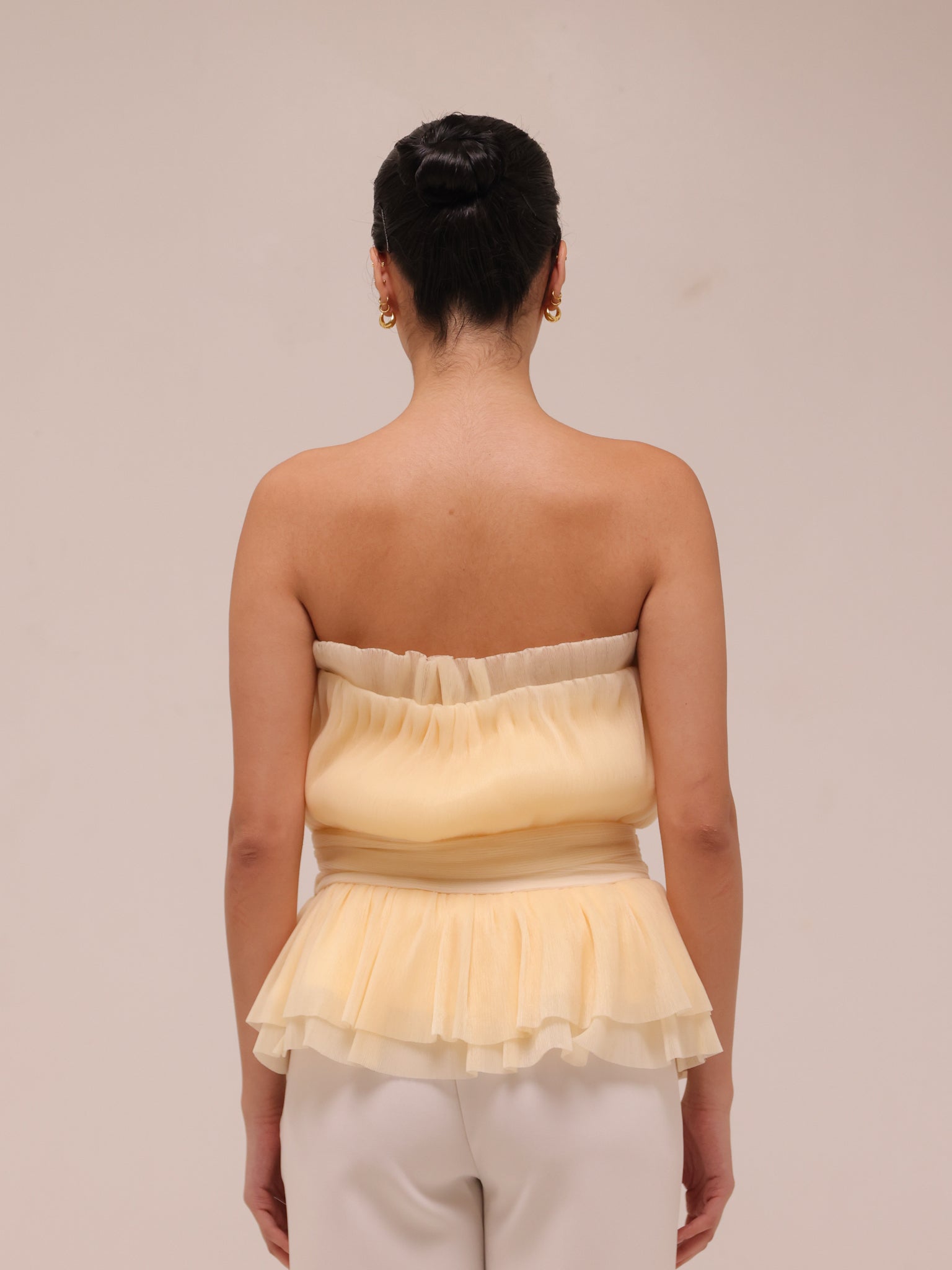 Strapless Tulle Banduea Top Yellow