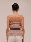 Strapless Tulle Banded Top in Taupe