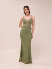 Olive Lace Corset Maxi Dress