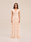 Adriana Silk Blend Gown in Peach