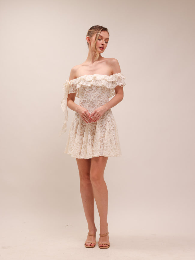 Off-Shoulder Lace Mini Dress