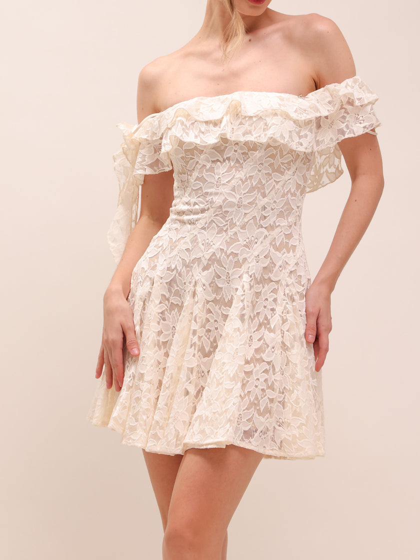 Off-Shoulder Lace Mini Dress