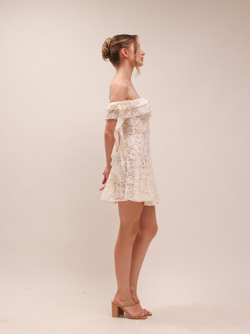 Off-Shoulder Lace Mini Dress