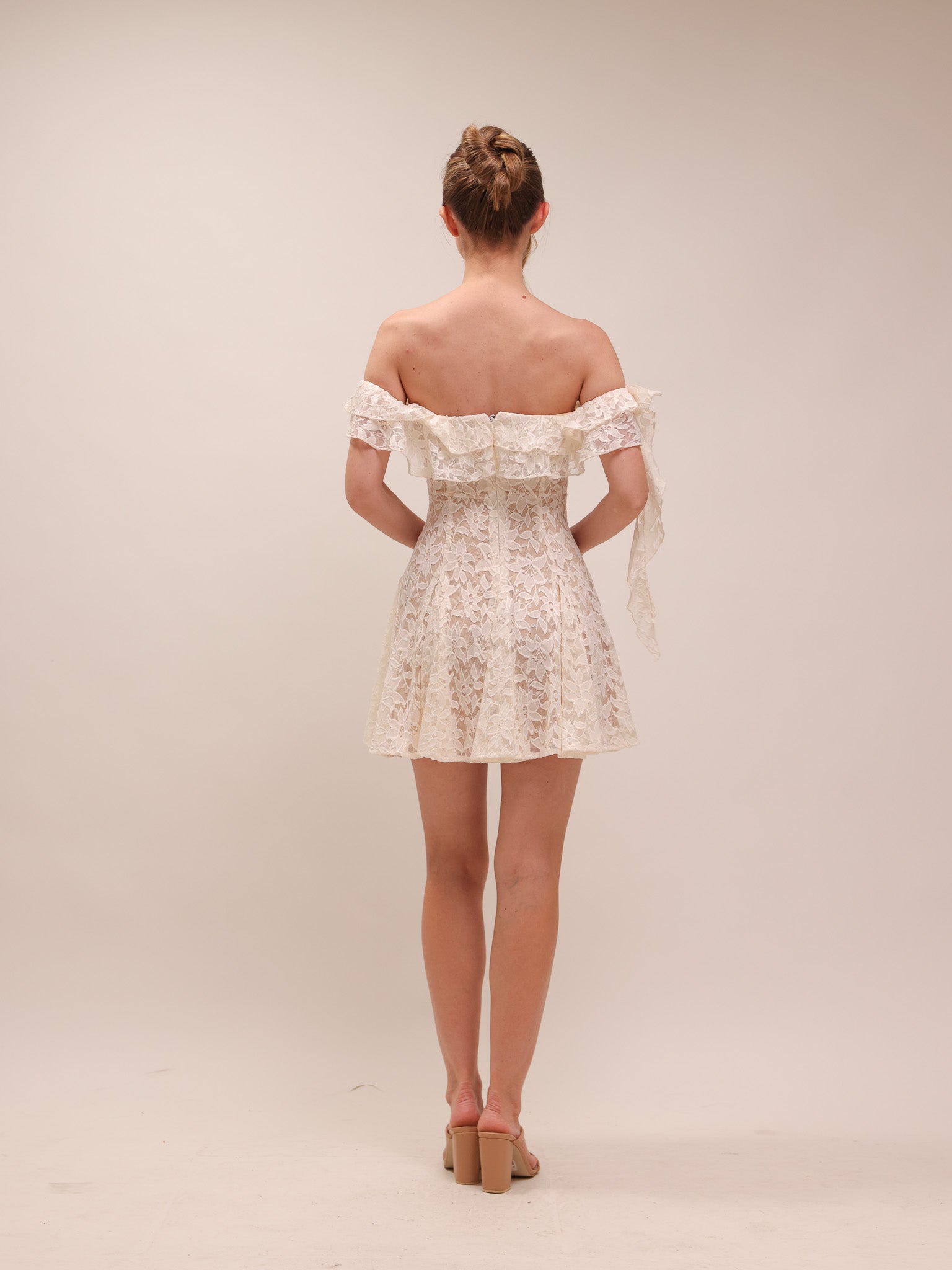 Off-Shoulder Lace Mini Dress