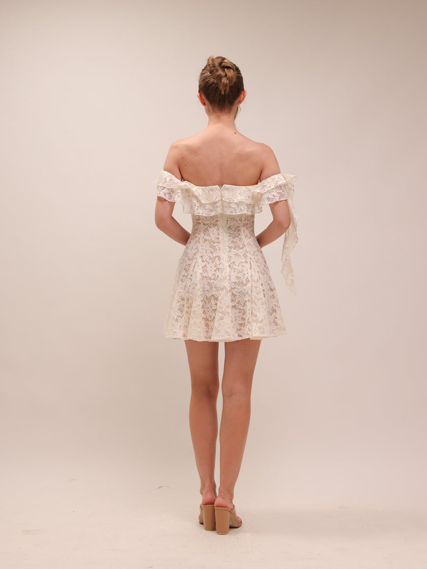 Off-Shoulder Lace Mini Dress