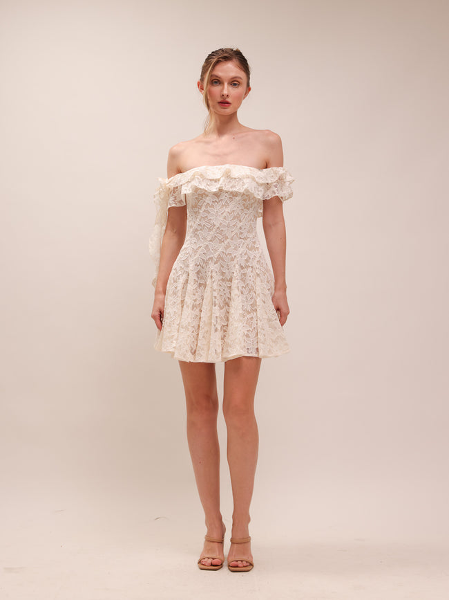 Off-Shoulder Lace Mini Dress