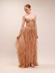 Nude Bustier Tulle Gown