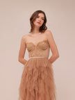Nude Bustier Tulle Gown