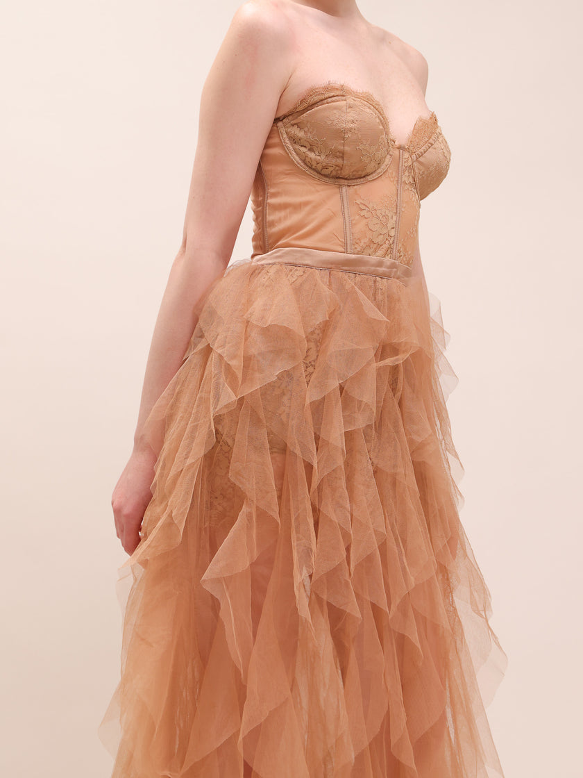Nude Bustier Tulle Gown
