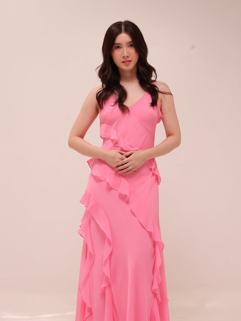 Poppy Ruffled Dress in Pink
