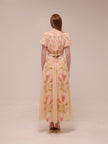 Cream and Pink Smocked Maxi Skirt