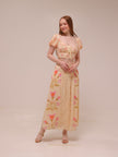 Cream and Pink Smocked Maxi Skirt