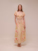 Cream and Pink Smocked Maxi Skirt