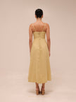 Sand 3d Flower Bodice Midi Dress
