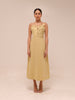 Sand 3d Flower Bodice Midi Dress