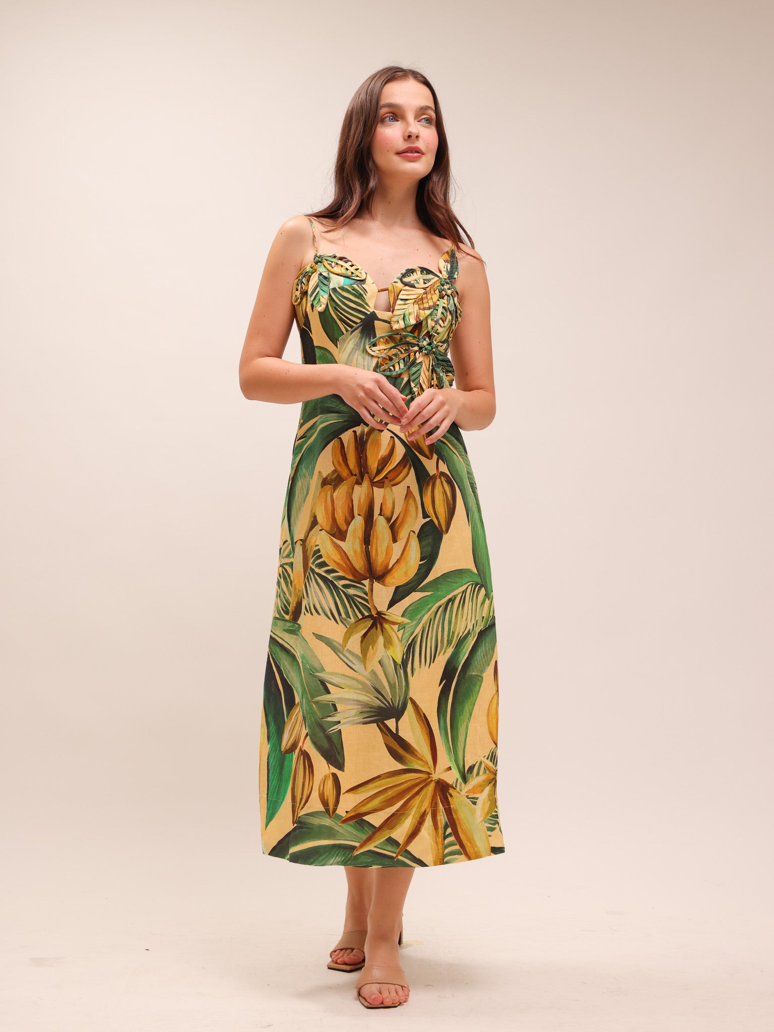 Yellow Bananart 3D Bodice Midi Dress