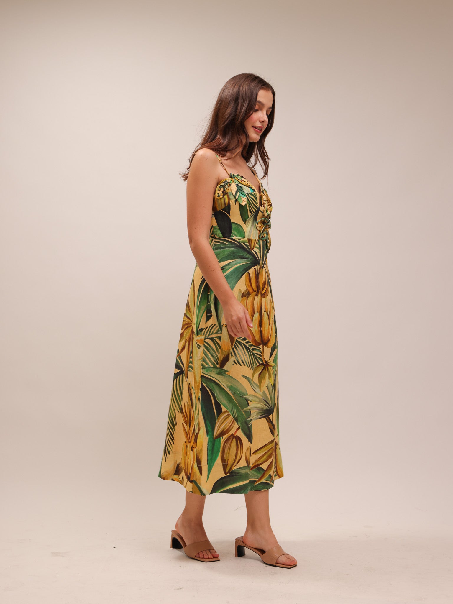 Yellow Bananart 3D Bodice Midi Dress