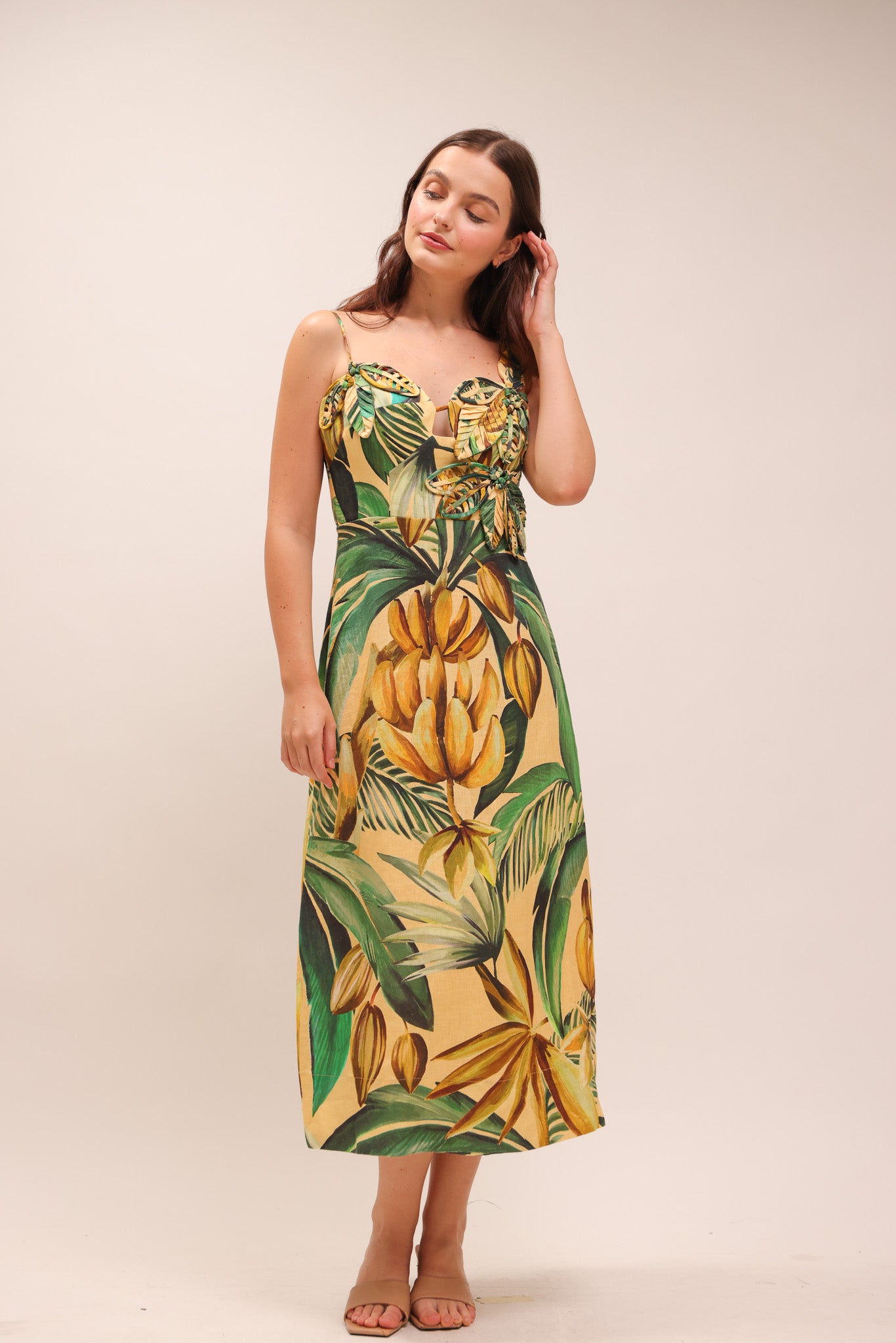 Yellow Bananart 3D Bodice Midi Dress