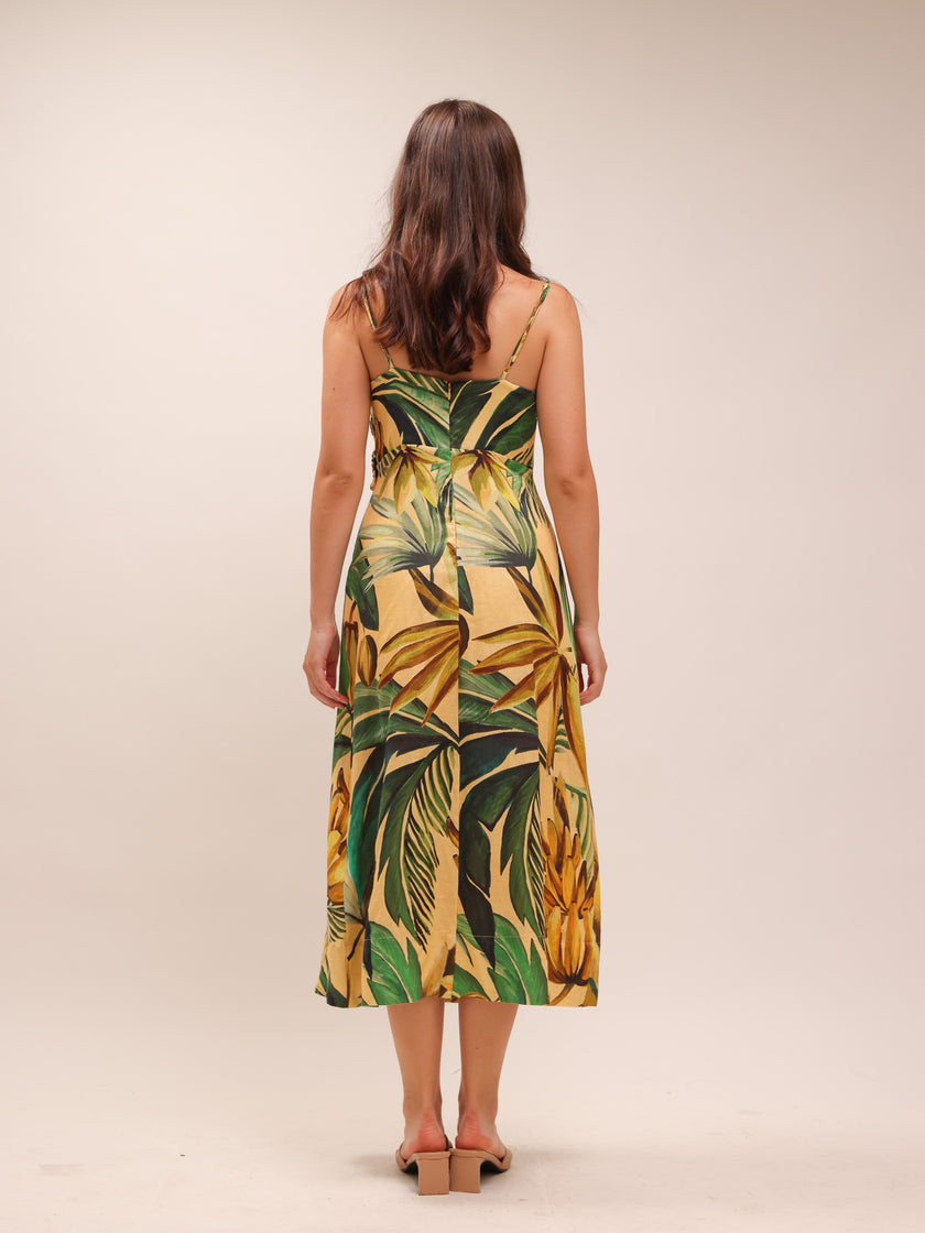 Yellow Bananart 3D Bodice Midi Dress