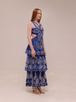 Blue Flower Richelieu Euroflax Premium Linen Midi Dress