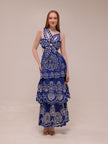 Blue Flower Richelieu Euroflax Premium Linen Midi Dress