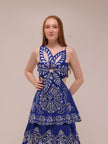 Blue Flower Richelieu Euroflax Premium Linen Midi Dress