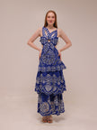 Blue Flower Richelieu Euroflax Premium Linen Midi Dress