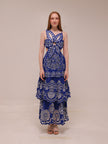 Blue Flower Richelieu Euroflax Premium Linen Midi Dress
