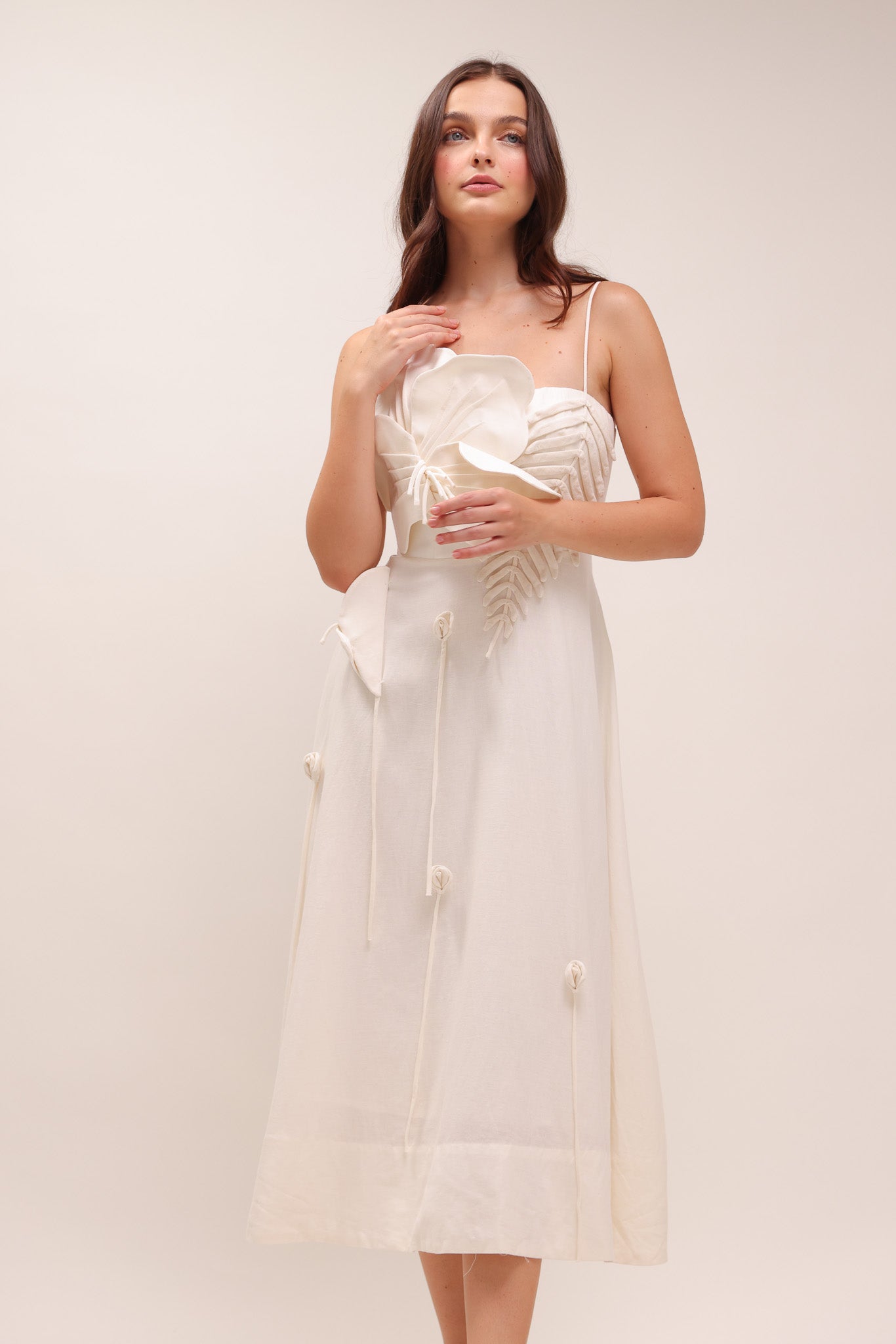 Off-White Garden Lenzing Ecovero Euroflax Midi Dress